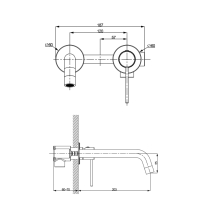 Baterie încastrată pentru lavoar LaVita, Verdi, corp încastrat inclus, brushed gold